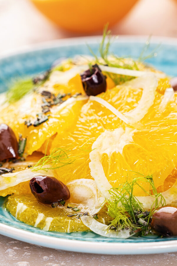 Salat med appelsin, fennikel og sorte oliven