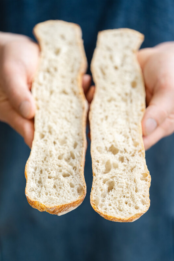 Karakteristisk tekstur af ciabatta